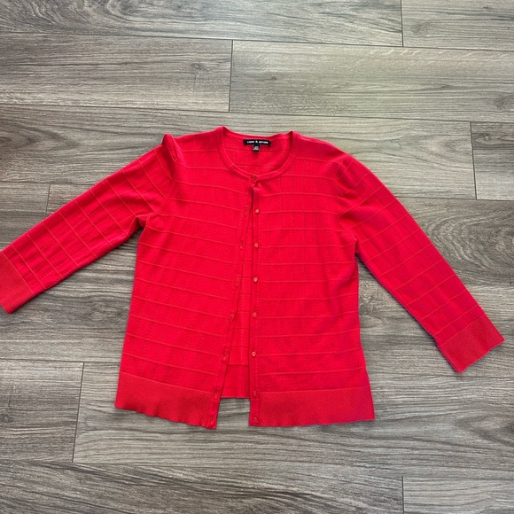 Cable & Gauge Sweaters - Cable & Gauge Vibrant Red Cardigan - Medium